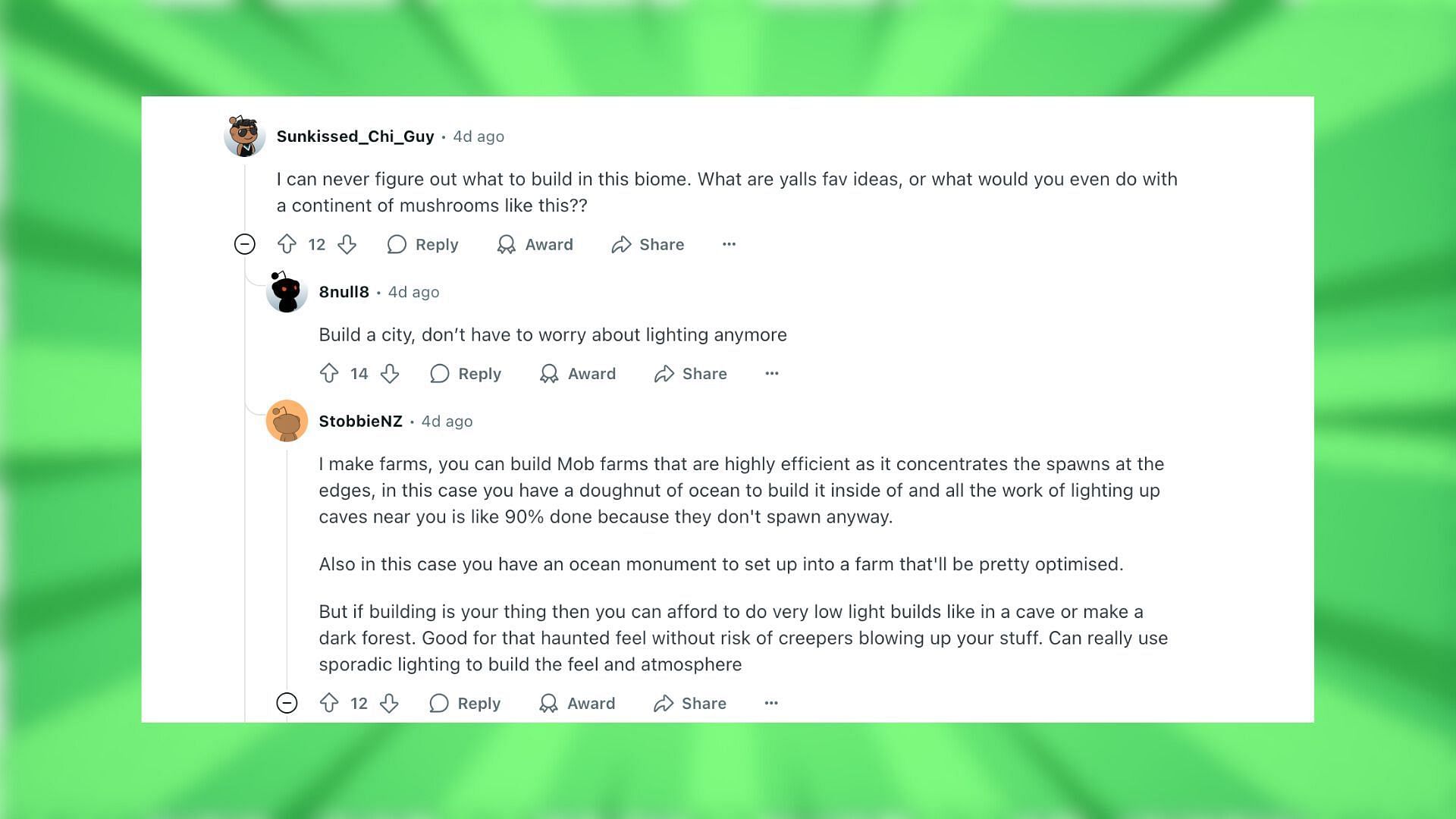 Redditors react to the largest mushroom biome in Minecraft (Image via Reddit)